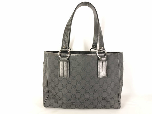 GUCCI GG Canvas Tote Bag / 113019 / GG Canvas / Black Tote Bag