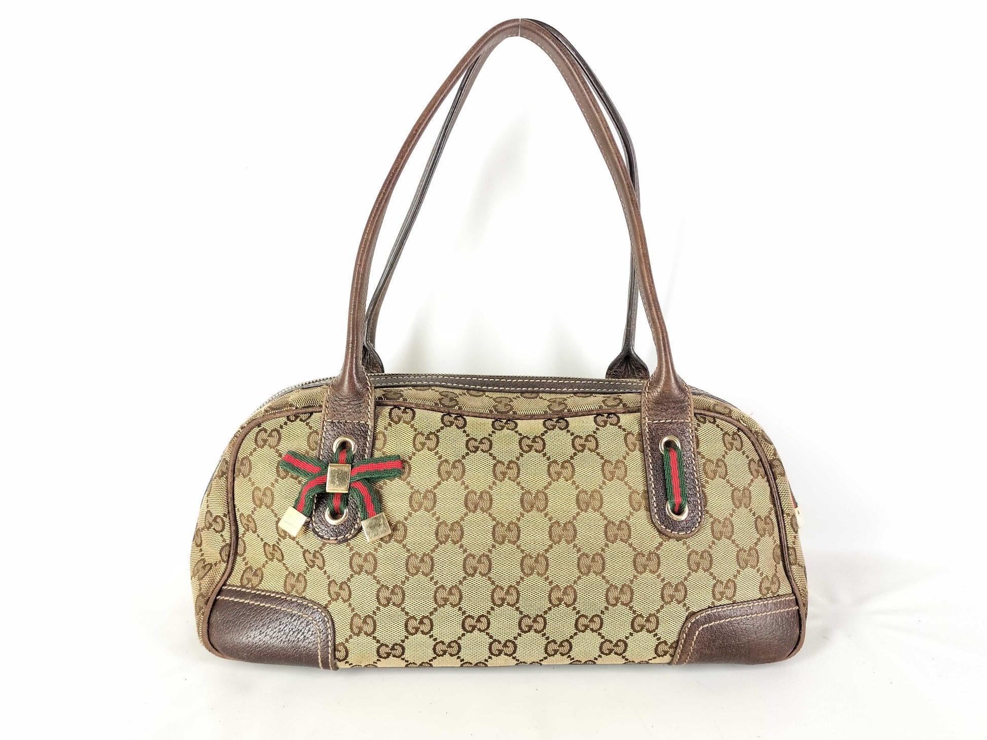 GUCCI GG Canvas Boston Bag/161720/Sherry Line/Princy/GG Canvas/Beige Tote Bag
