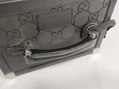 GUCCI GG Vanity Box/013 0088/Cosmetic Case/GG Canvas/Rubber Calf Leather/Black Vanity Bag