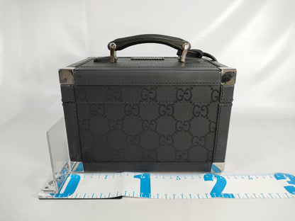 GUCCI GG Vanity Box/013 0088/Cosmetic Case/GG Canvas/Rubber Calf Leather/Black Vanity Bag