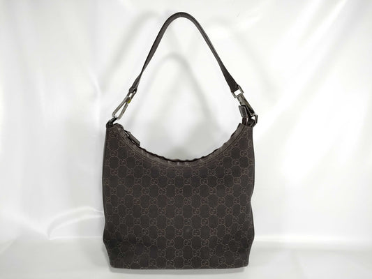 GUCCI GG Canvas One-Shoulder Bag/28335/GG Pattern/Jacquard/Dark Brown Shoulder Bag