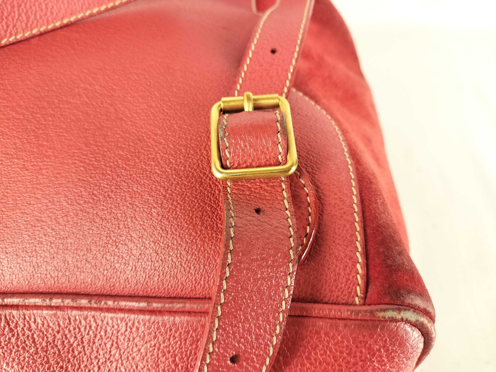 GUCCI Bamboo Old Gucci Backpack/003 2058 0016/Bamboo/Turnlock/Double Pocket/Suede/Red Backpack