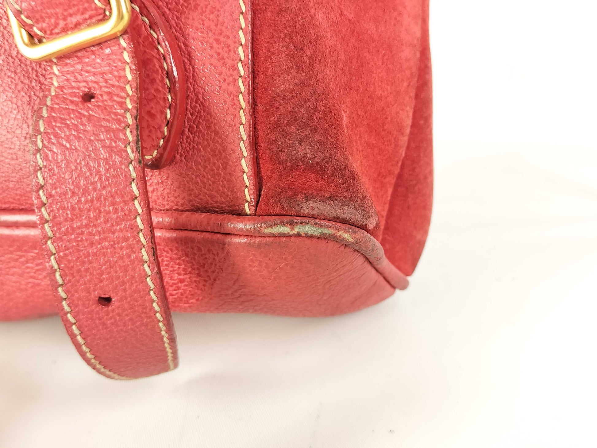 GUCCI Bamboo Old Gucci Backpack/003 2058 0016/Bamboo/Turnlock/Double Pocket/Suede/Red Backpack