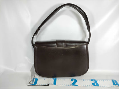 GUCCI Old Gucci Semi-Shoulder Bag with GG Hardware, Vintage Calfskin Leather, Dark Brown Shoulder Bag