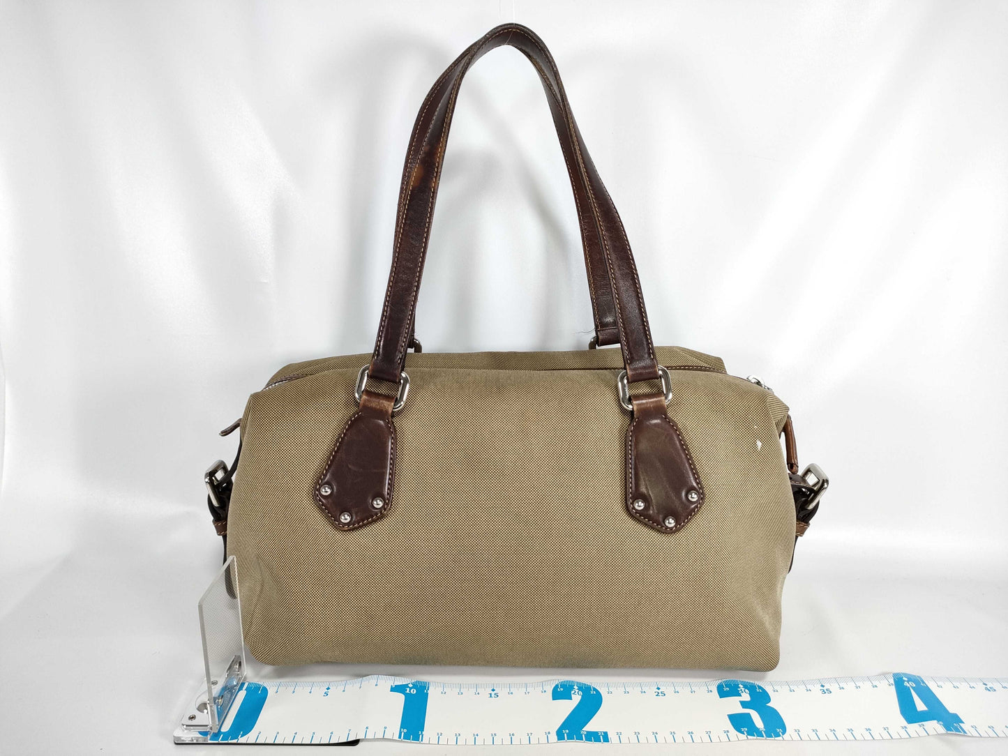 PRADA Prada Boston Bag BR3461 Logo Jacquard Beige Boston Bag
