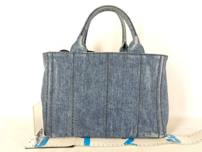 PRADA Prada 2-Way Tote Bag 1BG439 Canapa Denim Blue Handbag