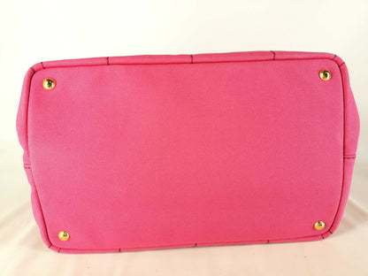 PRADA Prada 2-Way Tote Bag, Canapa, 1BG642, Canvas, Pink Tote Bag