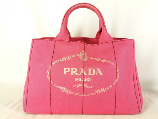 PRADA Prada 2-Way Tote Bag, Canapa, 1BG642, Canvas, Pink Tote Bag