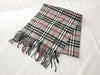Burberrys Fringe Scarf, Nova Check, Made in England, 100% Cashmere, Gray Scarf