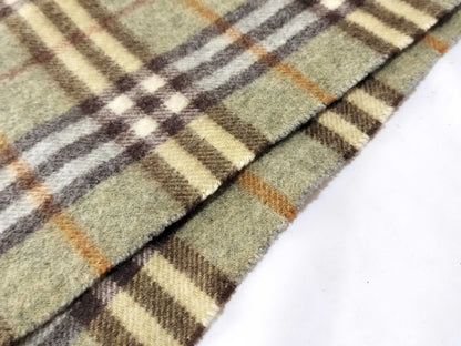 Burberrys Fringe Scarf, Nova Check, Made in England, 100% Cashmere, Green Scarf