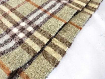 Burberrys Fringe Scarf, Nova Check, Made in England, 100% Lambswool, Green Scarf