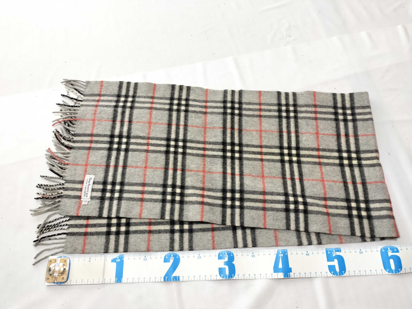 Burberrys/Fringe Scarf/Nova Check/Sanyo Shokai/100% Cashmere/Gray Scarf