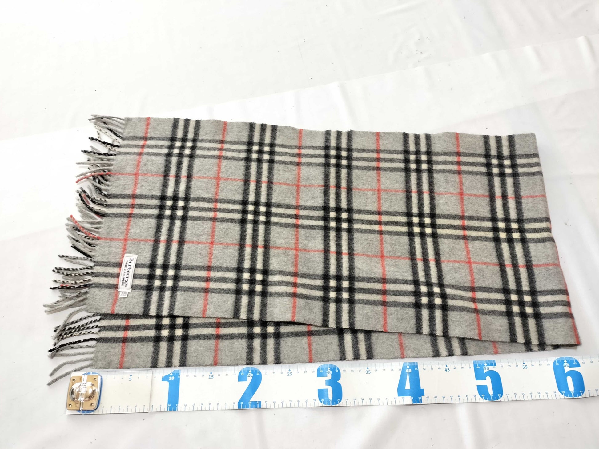 Burberrys/Fringe Scarf/Nova Check/Sanyo Shokai/100% Cashmere/Gray Scarf