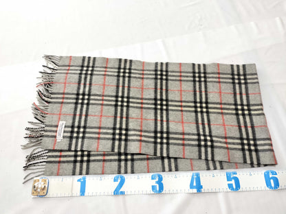 Burberrys/Fringe Scarf/Nova Check/Sanyo Shokai/100% Cashmere/Gray Scarf