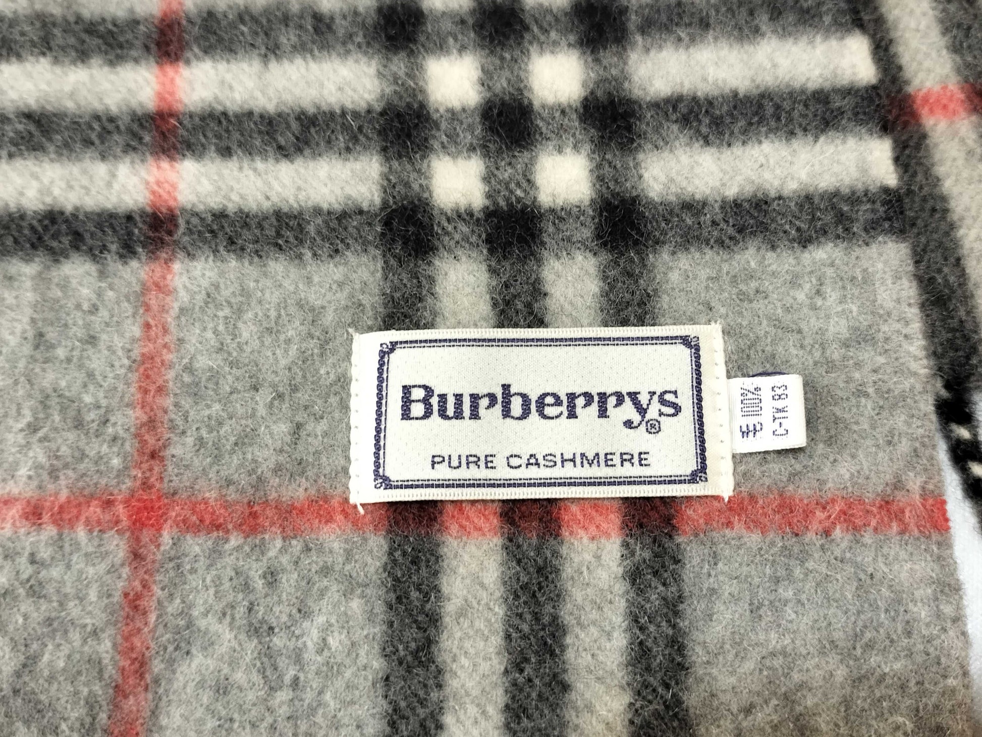 Burberrys/Fringe Scarf/Nova Check/Sanyo Shokai/100% Cashmere/Gray Scarf