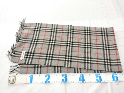 Burberrys/Fringe Scarf/Nova Check/Sanyo Shokai/100% Cashmere/Gray Scarf