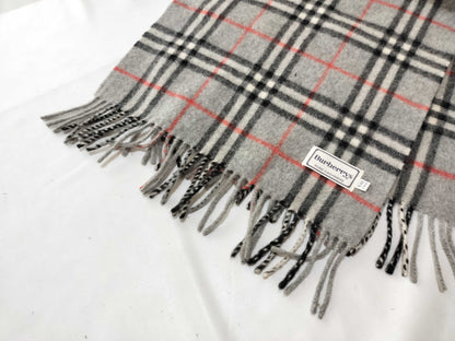 Burberrys/Fringe Scarf/Nova Check/Sanyo Shokai/100% Cashmere/Gray Scarf