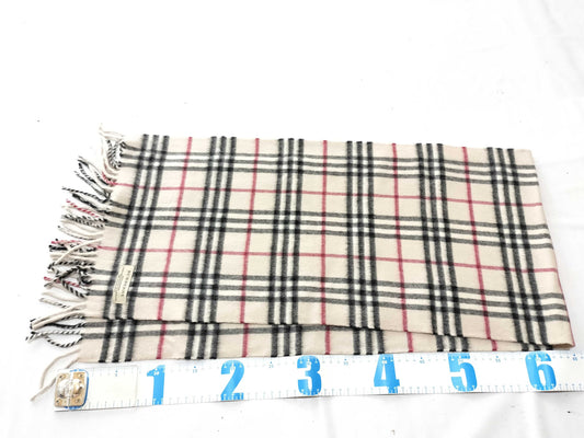 BURBERRY London/Fringe Scarf/Nova Check/Made in Scotland/100% Cashmere/Beige Scarf