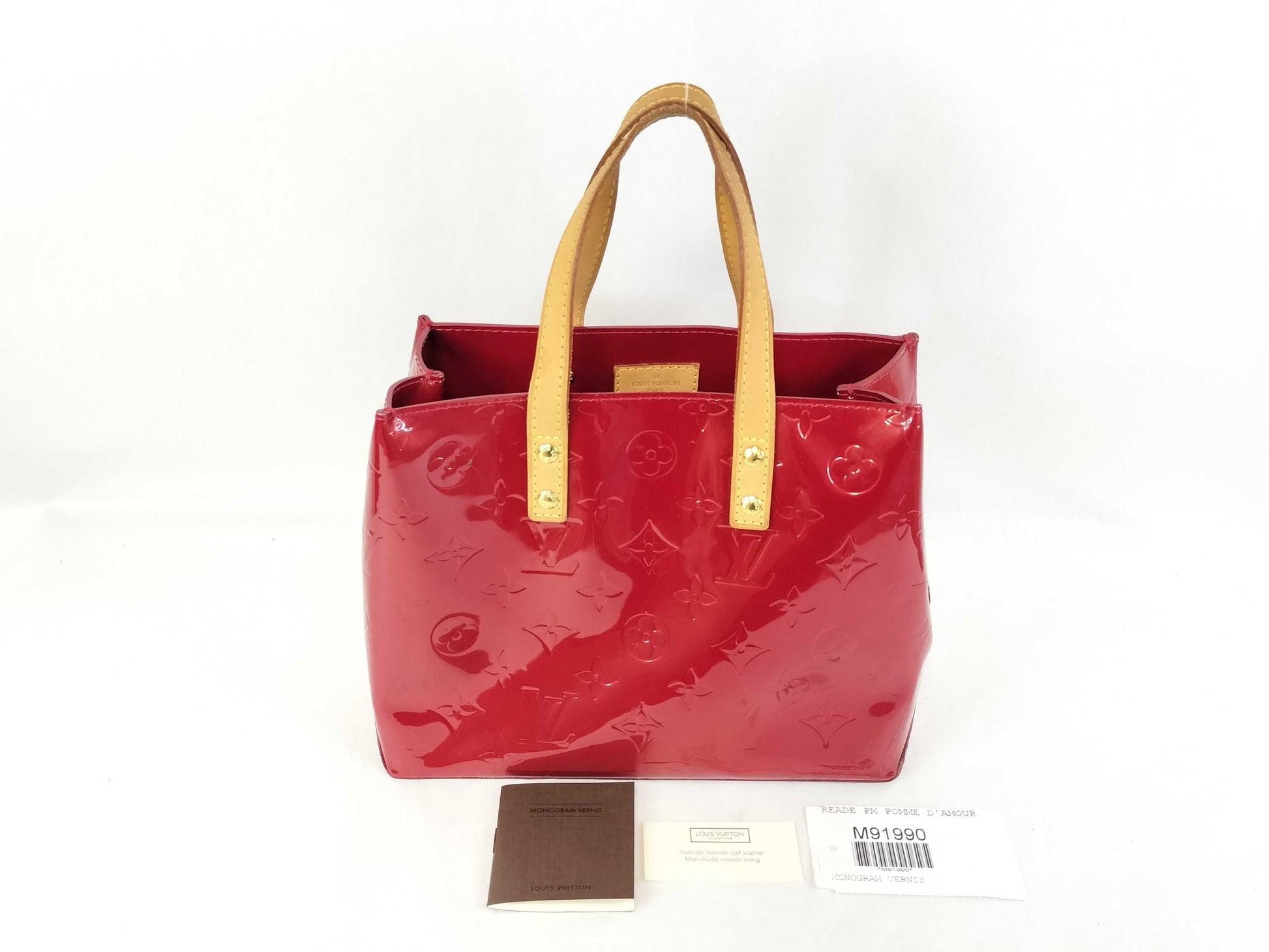 LOUIS VUITTON Vernis Louis Vuitton M91990 Monogram Vernis Reed PM Red Handbag