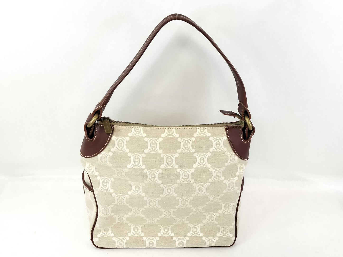 CELINE Triomphe Macadam Canvas and Leather Gold One-Hand Bag Shoulder Bag