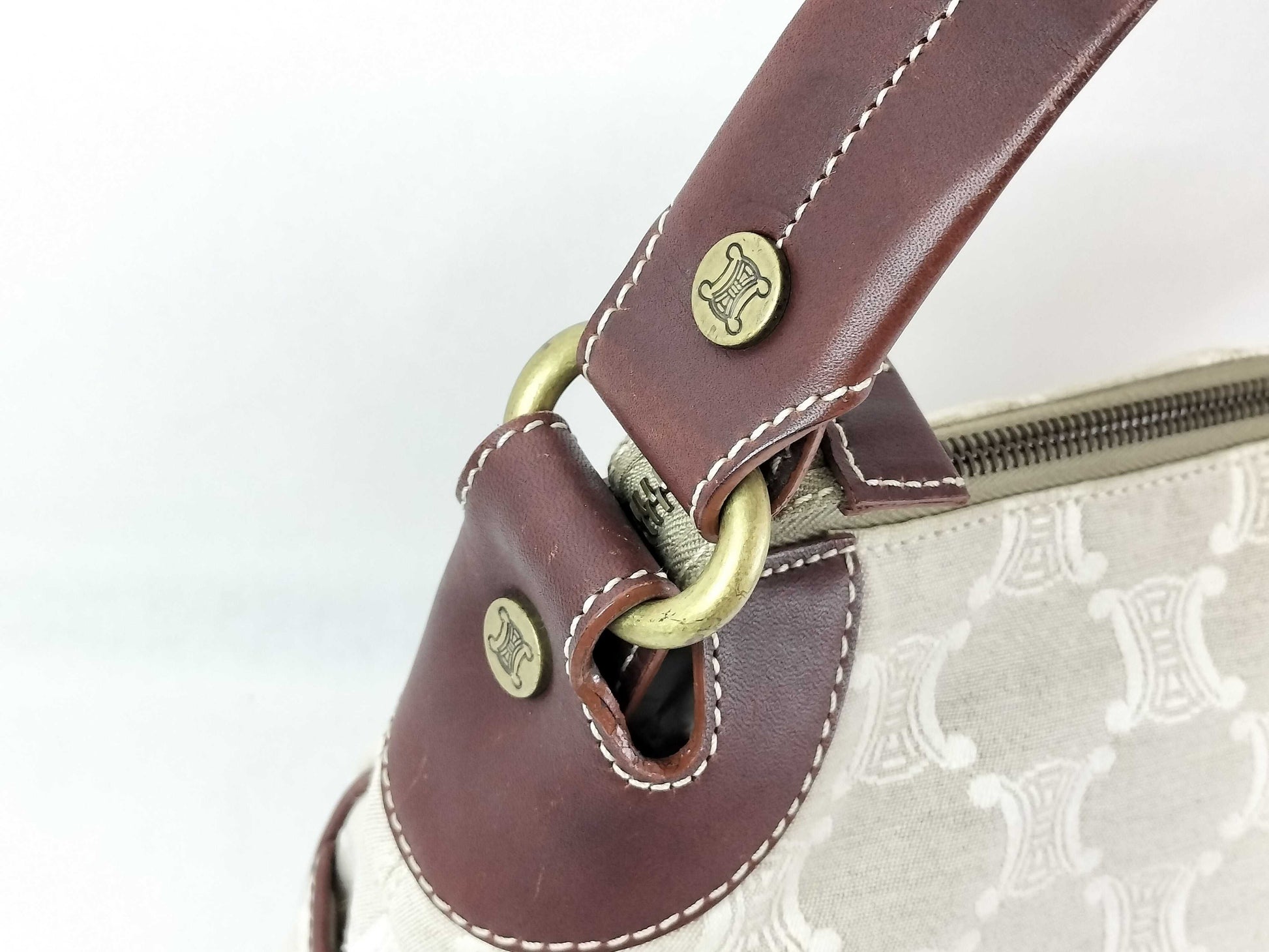 CELINE Triomphe Macadam Canvas and Leather Gold One-Hand Bag Shoulder Bag