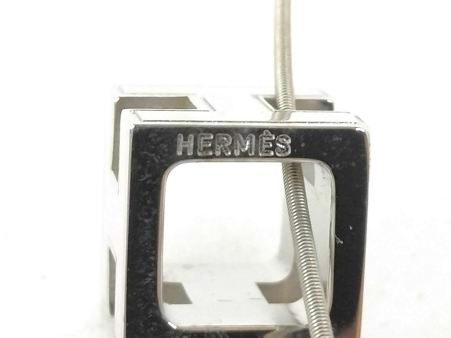 HERMES Hermes Cage d'Ache H Cube Pink Silver GP Necklace Accessory Necklace