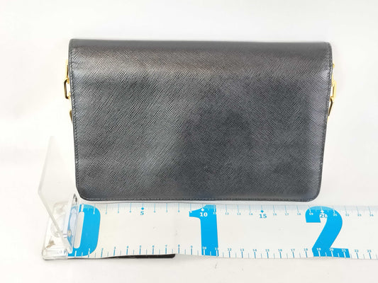 PRADA Prada Leather Black Gold Chain Shoulder Bag