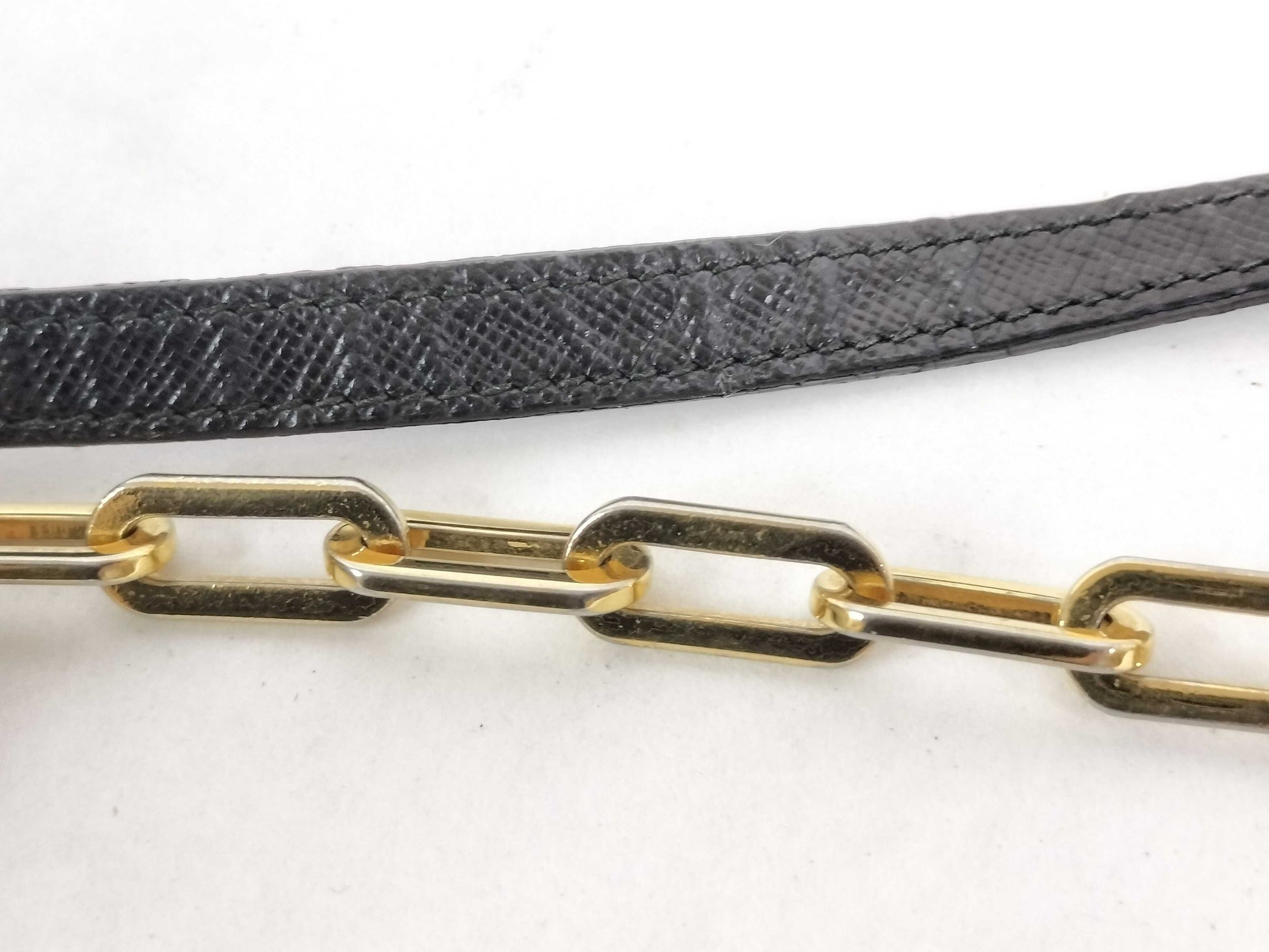 PRADA Prada Leather Black Gold Chain Shoulder Bag