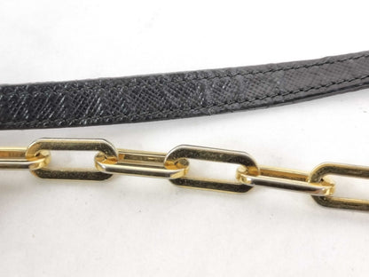 PRADA Prada Leather Black Gold Chain Shoulder Bag