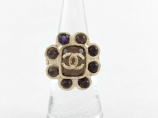 CHANEL Coco Mark Chanel CHANEL Coco Mark Color Stone Gold GP 03P Ring Accessory Ring