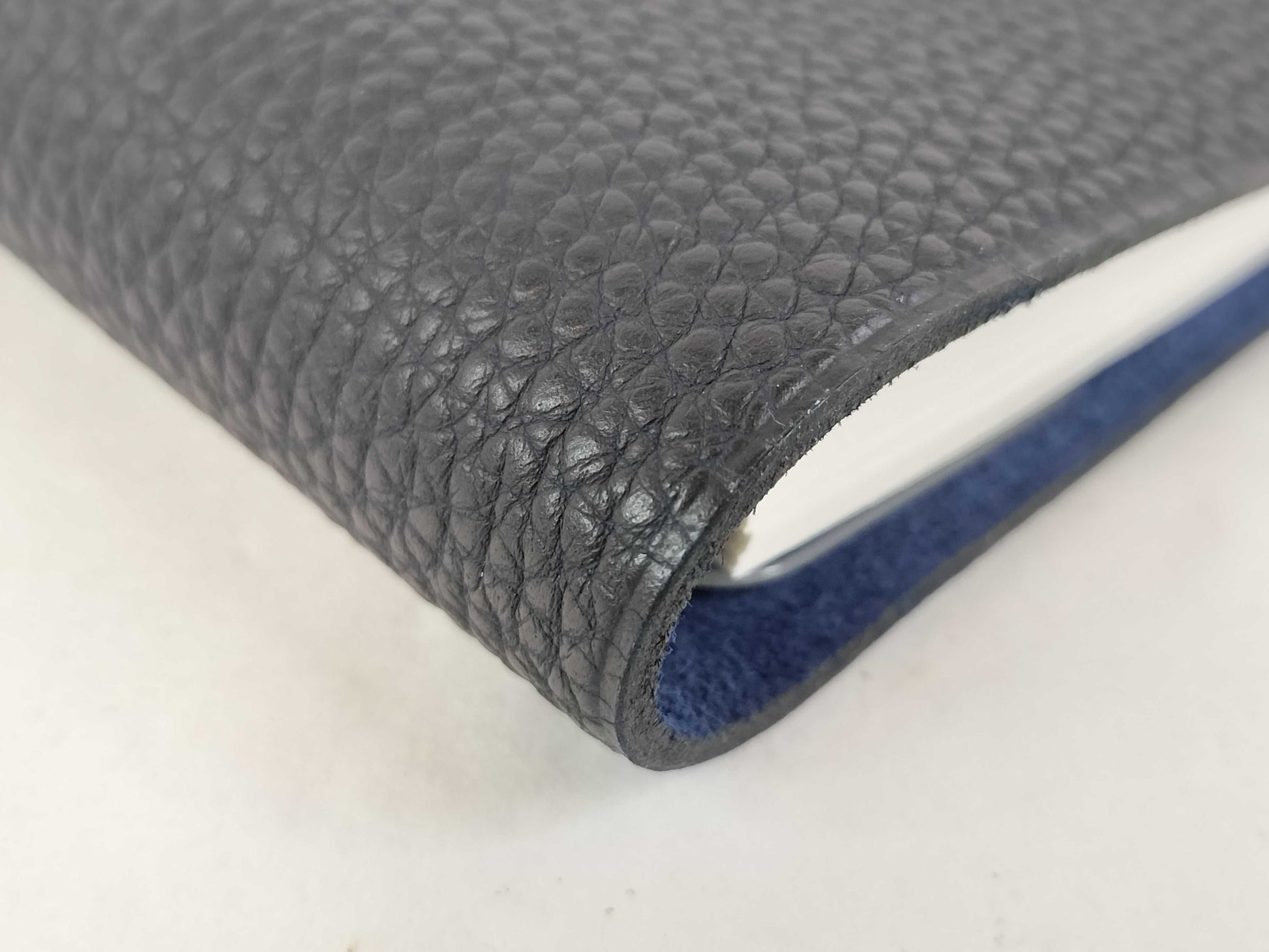 HERMES Ulysse MM Togo Black/Blue Leather with Silver Hardware Notebook/Planner Cover