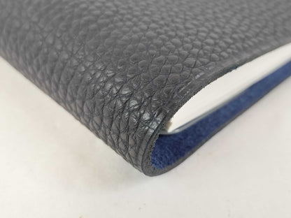 HERMES Ulysse MM Togo Black/Blue Leather with Silver Hardware Notebook/Planner Cover