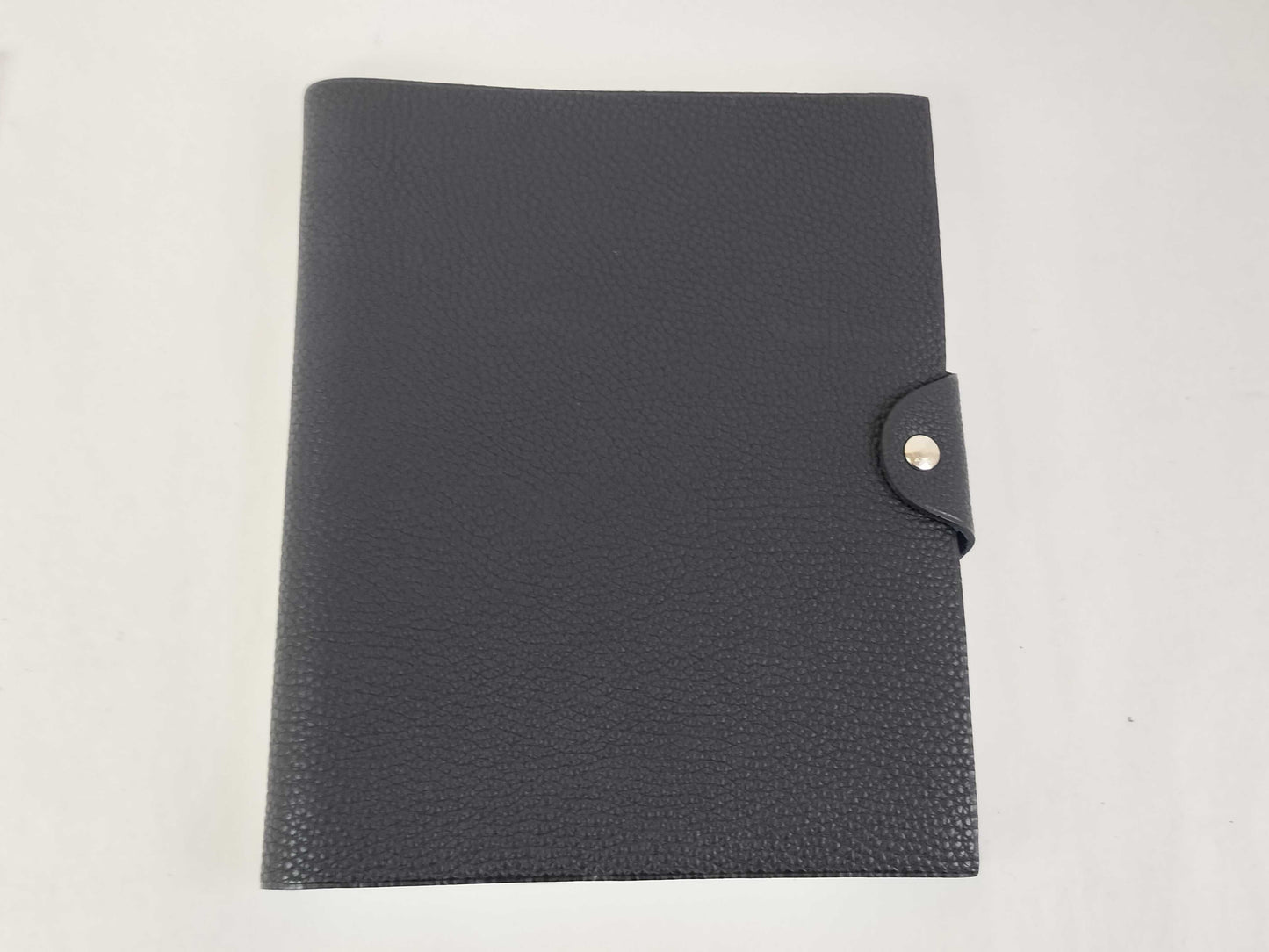 HERMES Ulysse MM Togo Black/Blue Leather with Silver Hardware Notebook/Planner Cover