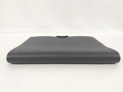 HERMES Ulysse MM Togo Black/Blue Leather with Silver Hardware Notebook/Planner Cover