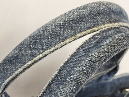 PRADA Prada Canapa Denim Rhinestone Beaded Blue 2-Way Handbag/Shoulder Bag