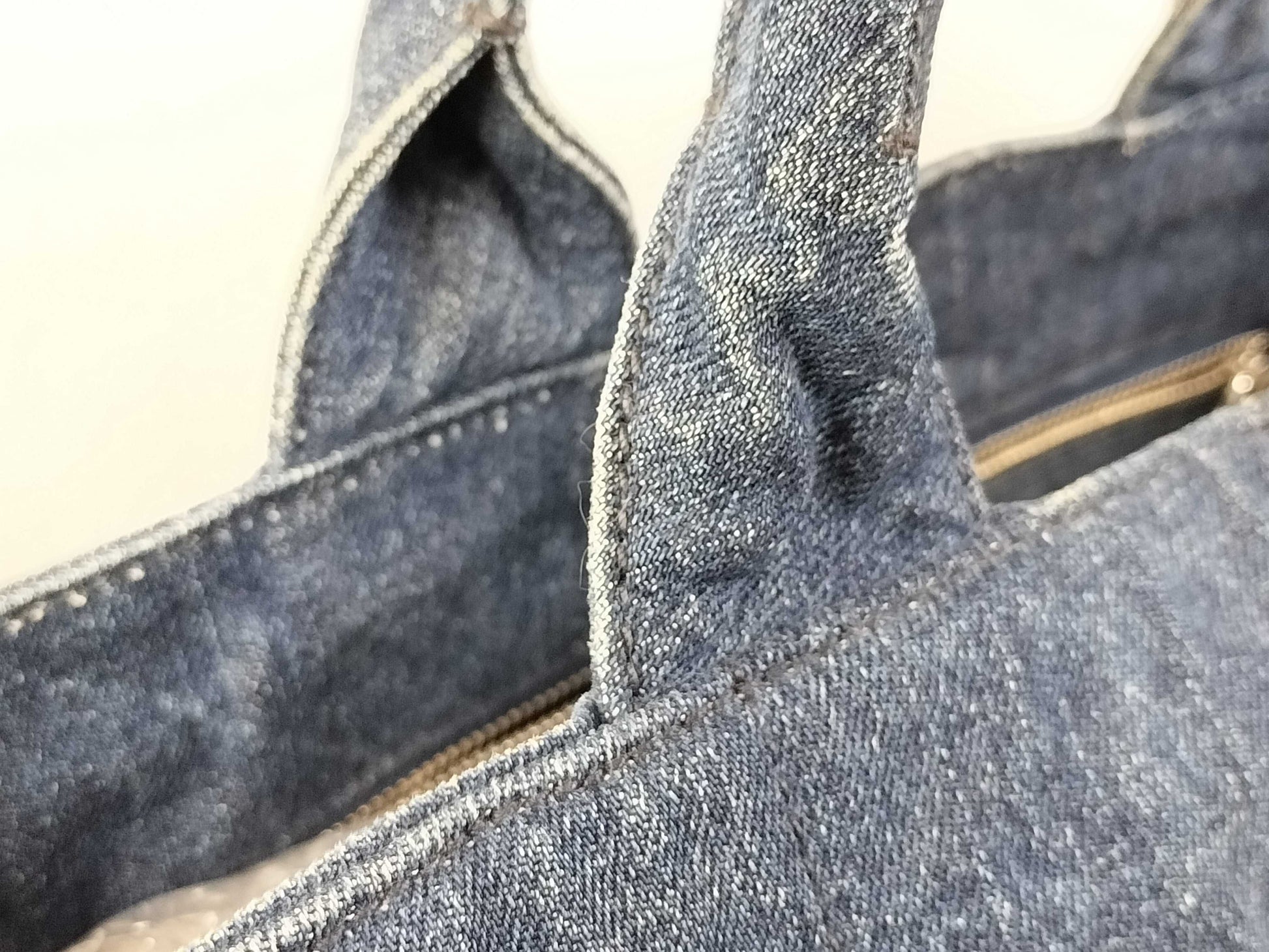 PRADA Prada Canapa Denim Rhinestone Beaded Blue 2-Way Handbag/Shoulder Bag