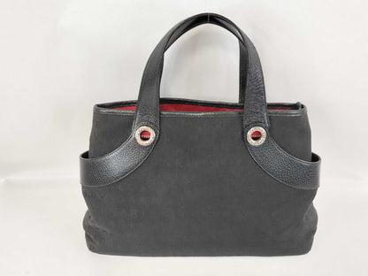 BVLGARI Logomania Black Hand 2-Way Canvas and Leather Bag Handbag