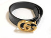 GUCCI 414516 GG Buckle Gold Black Leather Belt Size 75 Accessory