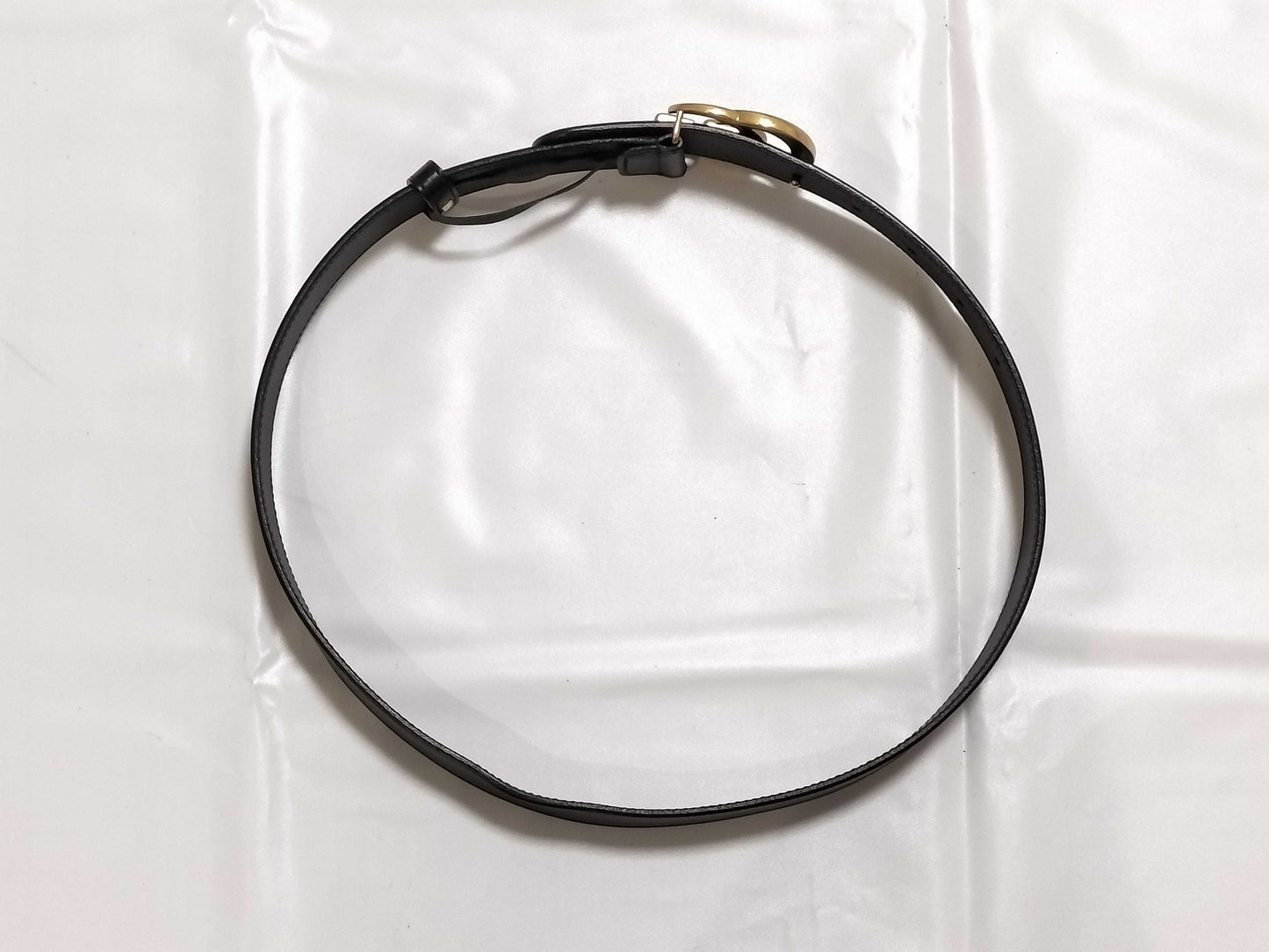 GUCCI 414516 GG Buckle Gold Black Leather Belt Size 75 Accessory