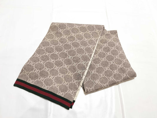 GUCCI 523434 GG Sherry Wool Beige Scarf
