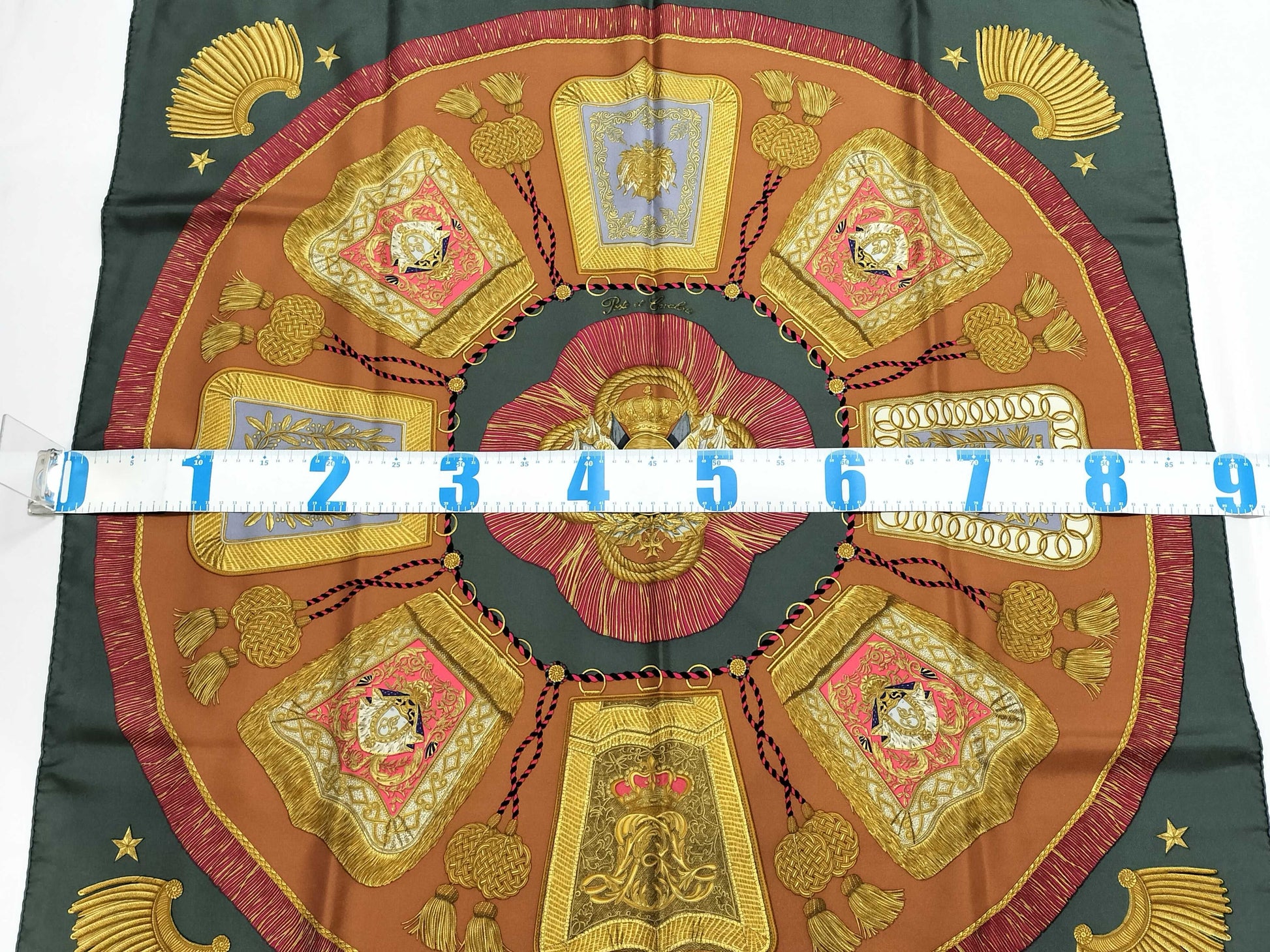 HERMES Carré 90 Poste et Cavalerie Saber Ornament Bag 100% Silk Scarf