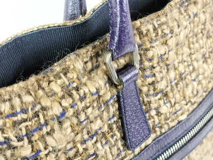 PRADA Prada Tweed Triangle Logo Purple Handbag