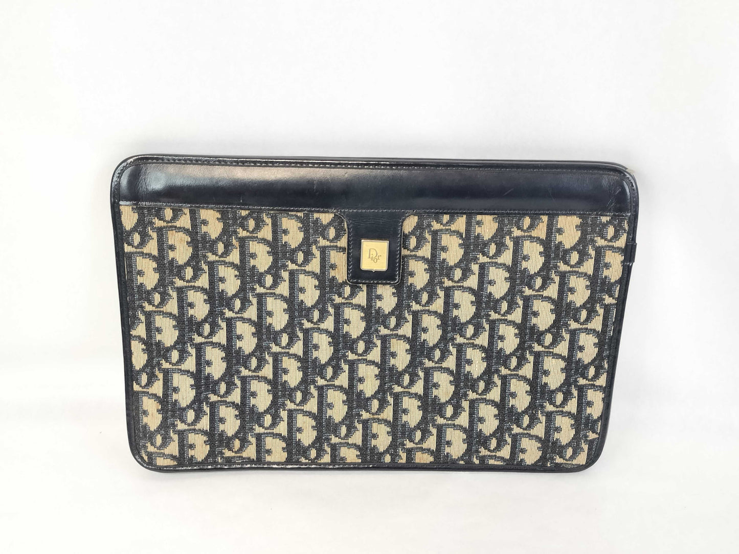 Dior Trotter Christian Dior Oblique Trotter Navy Canvas and Leather Clutch Bag