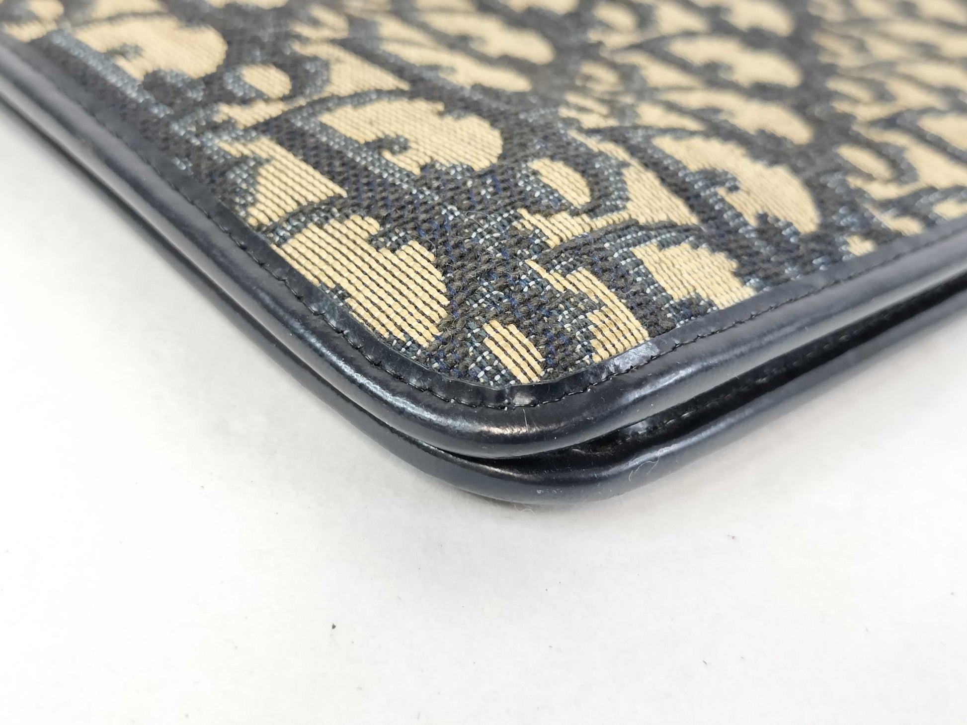 Dior Trotter Christian Dior Oblique Trotter Navy Canvas and Leather Clutch Bag