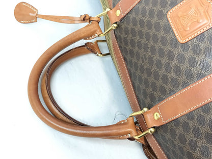 CELINE Macadam Brown with Gold Hardware and PVC Leather Boston Handbag