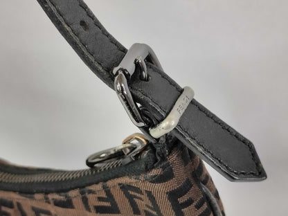 FENDI Zucca Pattern Brown Canvas and Leather One-Hand Bag Shoulder Bag