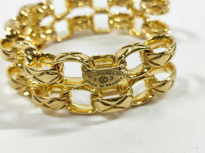 CHANEL Beaded Chain Bangle Engraved 2 3 Bracelets & Bangles