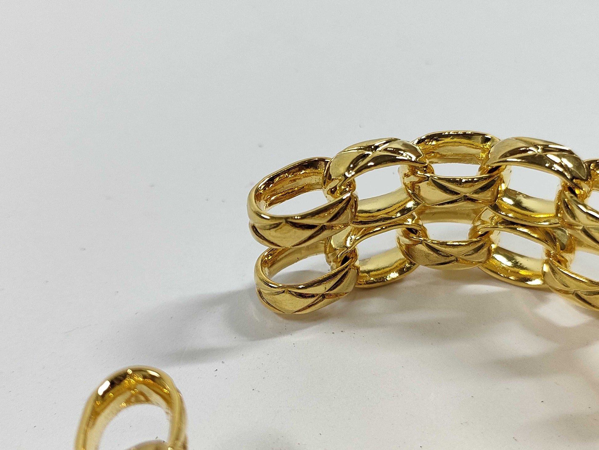 CHANEL Beaded Chain Bangle Engraved 2 3 Bracelets & Bangles