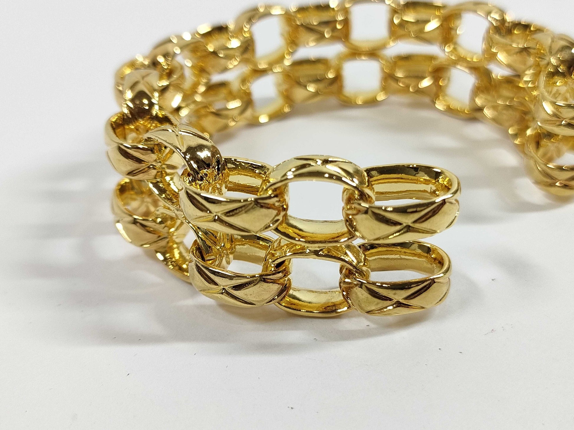 CHANEL Beaded Chain Bangle Engraved 2 3 Bracelets & Bangles