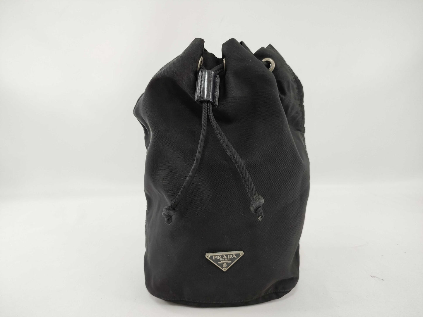 PRADA Nylon Prada Drawstring Pouch, Black Nylon Pouch